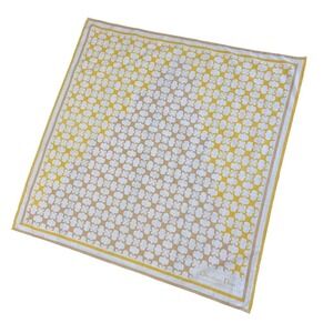Christian Dior Cotton Scarf Yellow White Geometric Pattern Square Neckerchief